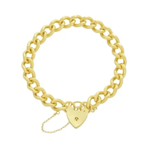9ct Yellow Gold Curb Bracelet & Locket 8″ 9mm