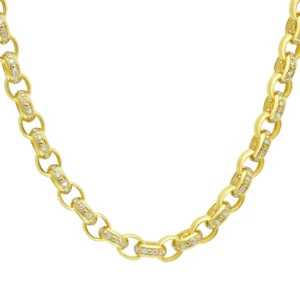 9ct Yellow Gold Gemstone Belcher Chain 23″ 10mm