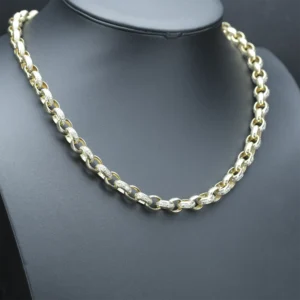 9ct Yellow Gold Gemstone Belcher Chain 23″ 10mm