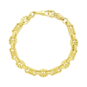 9ct Yellow Gold Stars & Bars Bracelet 8.5″ 8.5mm