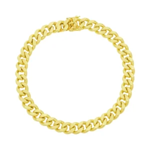 14ct Yellow Gold Cuban Bracelet 8″ 7.5mm