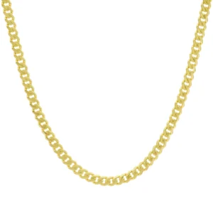 14ct Yellow Gold Gemstone Cuban Chain 18″ 5mm