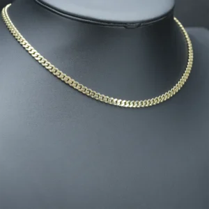 14ct Yellow Gold Gemstone Cuban Chain 18″ 5mm