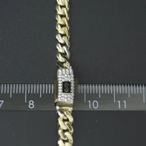 14ct Yellow Gold Gemstone Cuban Chain 18″ 5mm