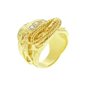 9ct Yellow Gold Gemstone Saddle Ring