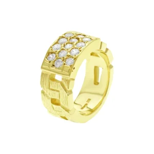 9ct Yellow Gold Gemstone Curb Ring