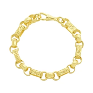 9ct Yellow Gold Gypsy Link Bracelet 8″ 9.5mm