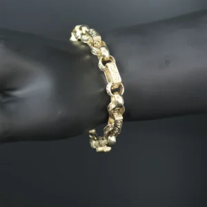 9ct Yellow Gold Gypsy Link Bracelet 8″ 9.5mm