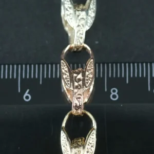 9ct Tri-Colour Gold Tulip Bracelet 9″ 8mm