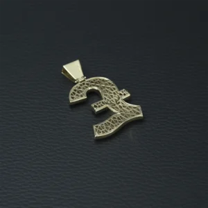 9ct Yellow Gold Gemstone Pound Sign Pendant