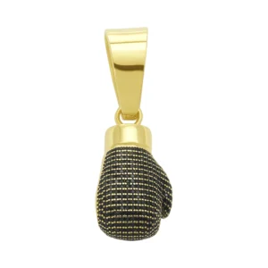 9ct Yellow Gold Black Gemstone Boxing Glove Pendant