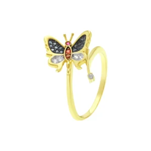 14ct Yellow Gold Gemstone Butterfly Ring