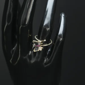 14ct Yellow Gold Gemstone Butterfly Ring
