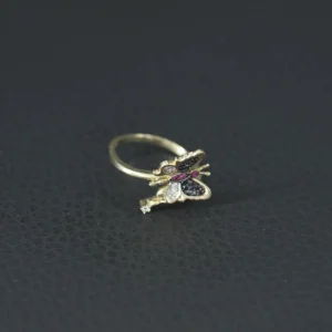 14ct Yellow Gold Gemstone Butterfly Ring