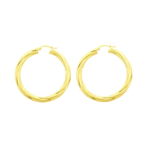 9ct Yellow Gold Twist Hoop Earrings