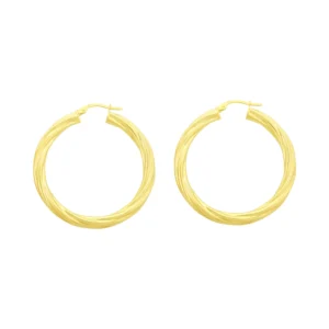 9ct Yellow Gold Twist Hoop Earrings