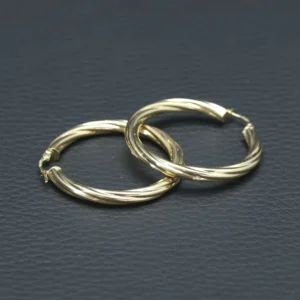 9ct Yellow Gold Twist Hoop Earrings