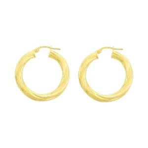 9ct Yellow Gold Twist Hoop Earrings