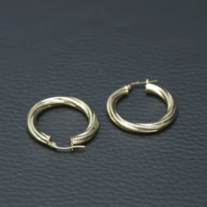 9ct Yellow Gold Twist Hoop Earrings