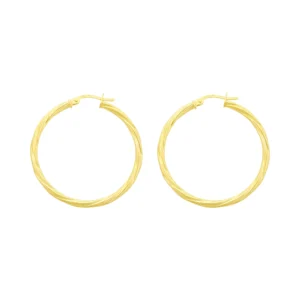 9ct Yellow Gold Twist Hoop Earrings