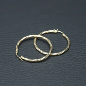 9ct Yellow Gold Twist Hoop Earrings