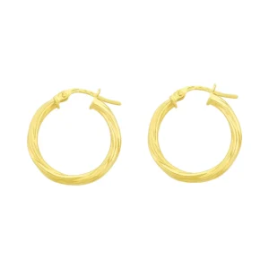 9ct Yellow Gold Twist Hoop Earrings