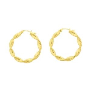 9ct Yellow Gold Twist Hoop Earrings
