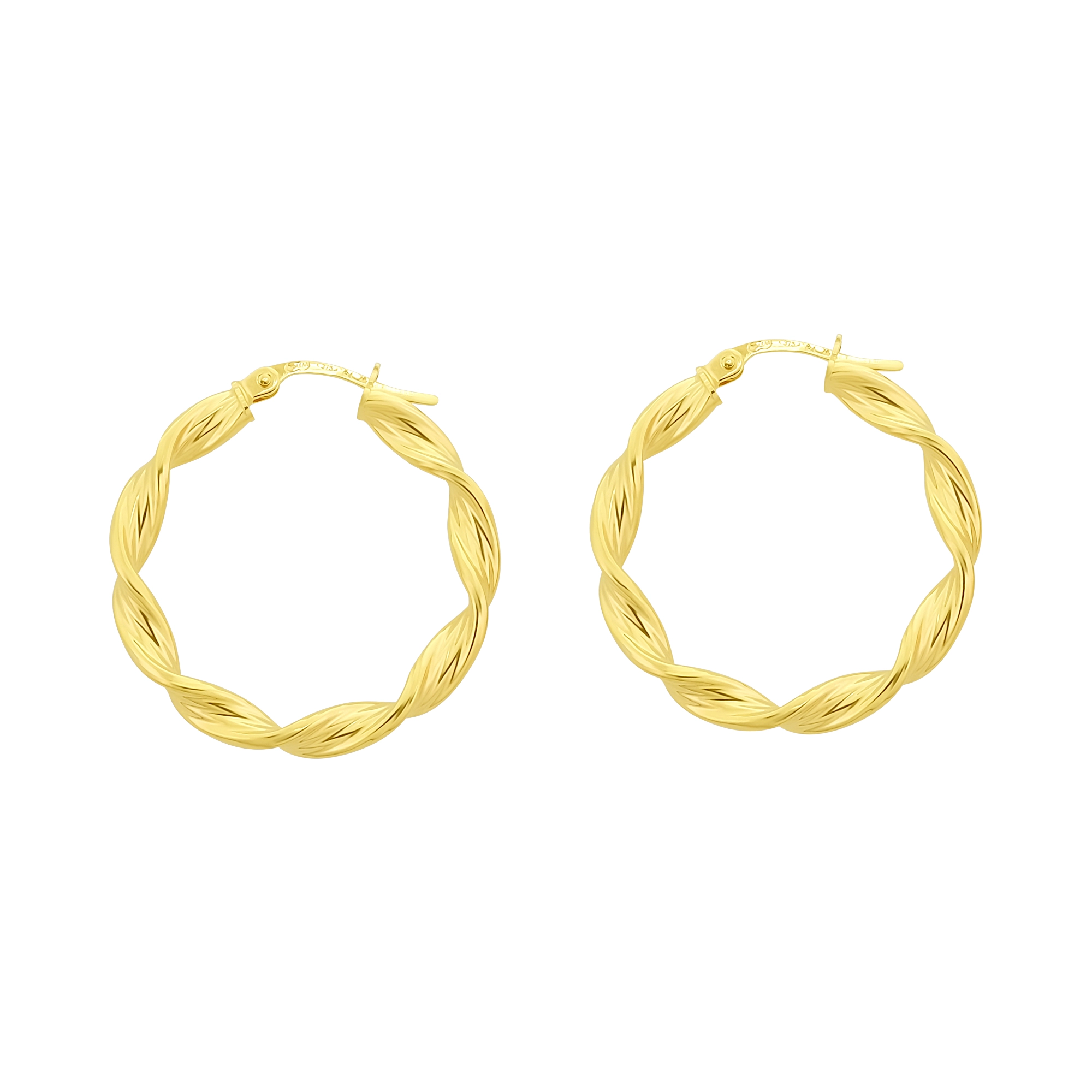 9ct Yellow Gold Twist Hoop Earrings