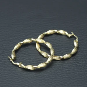 9ct Yellow Gold Twist Hoop Earrings