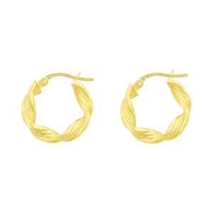 9ct Yellow Gold Twist Hoop Earrings