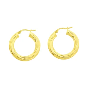 9ct Yellow Gold Twist Hoop Earrings