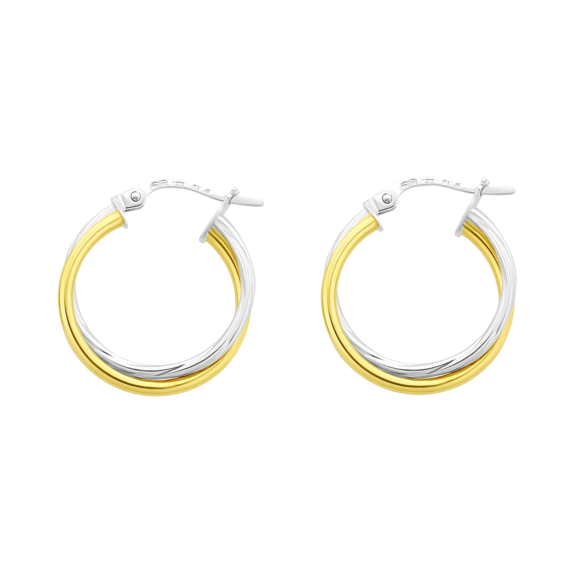 9ct Yellow & White Gold Hoop Earrings