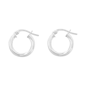 9ct White Gold Twist Hoop Earrings