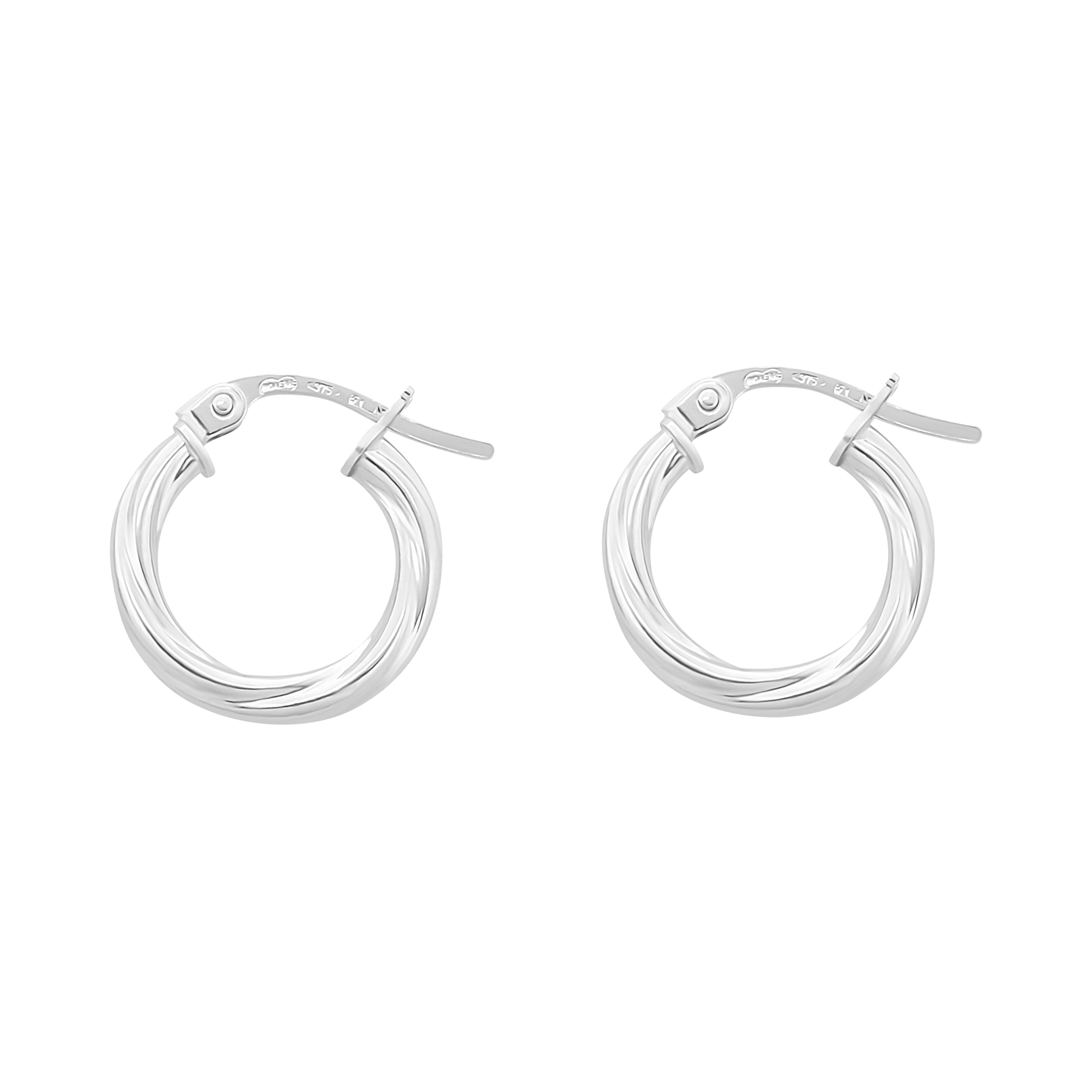 9ct White Gold Twist Hoop Earrings