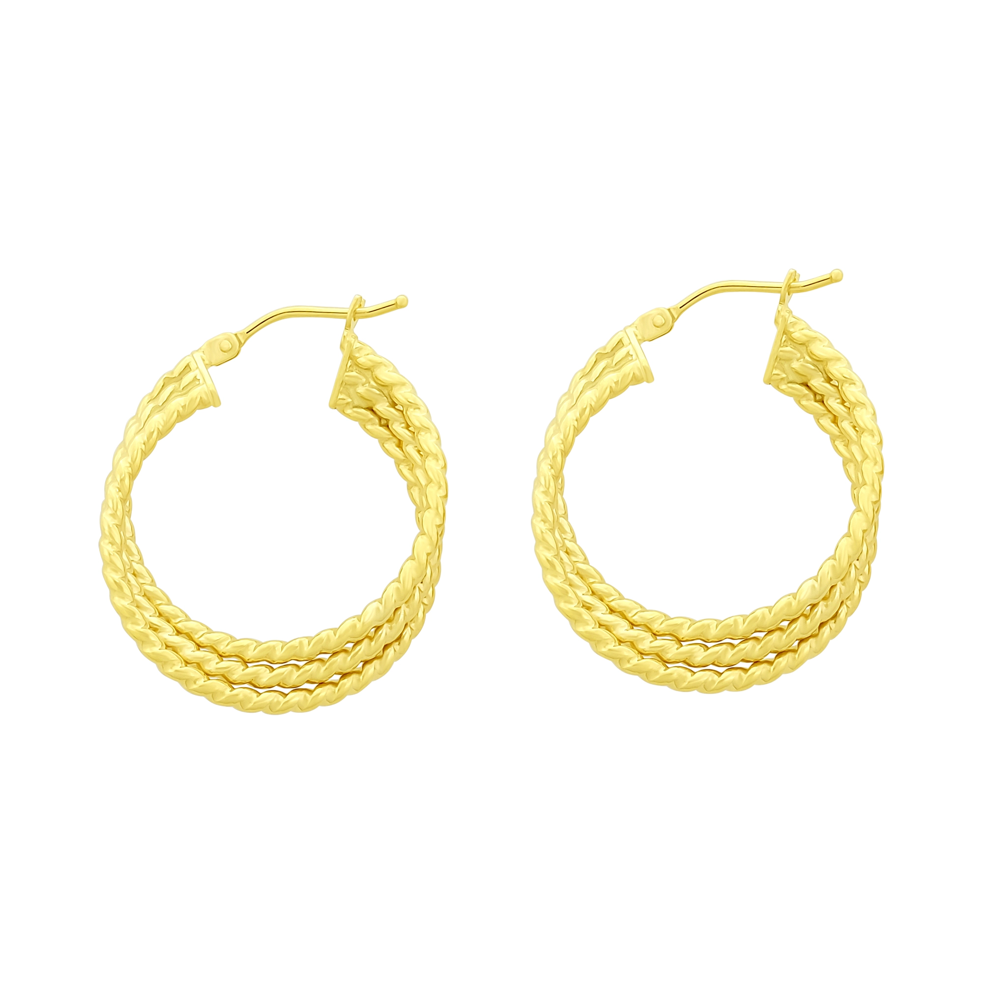 9ct Yellow Gold Textured Hoop Earrings