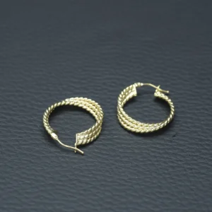 9ct Yellow Gold Textured Hoop Earrings