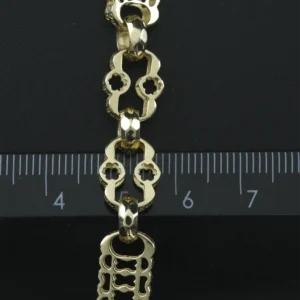 9ct Yellow Gold Stars And Bars Bracelet 7.5″ 9.5mm