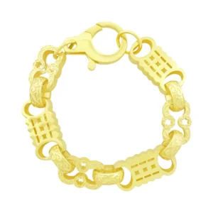 9ct Yellow Gold Stars & Bars Bracelet 8.5″ 14mm