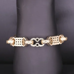 9ct Yellow Gold Stars & Bars Bracelet 8.5″ 14mm