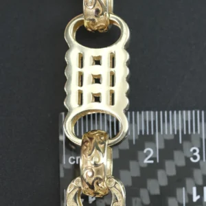 9ct Yellow Gold Stars & Bars Bracelet 8.5″ 14mm