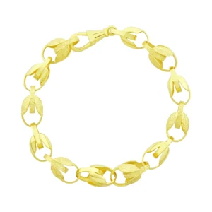 9ct Yellow Gold Patterned Tulip Bracelet 9.5″ 10.5mm