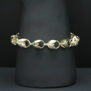 9ct Yellow Gold Patterned Tulip Bracelet 9.5″ 10.5mm