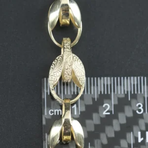 9ct Yellow Gold Patterned Tulip Bracelet 9.5″ 10.5mm