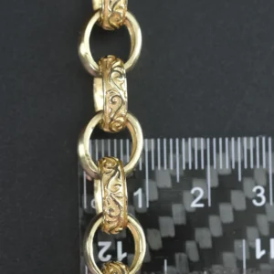 9ct Yellow Gold Patterned Belcher Bracelet 7.5″ 10.5mm