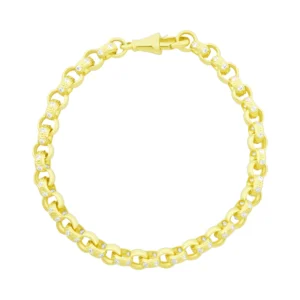 9ct Yellow Gold Gemstone Belcher Bracelet 7.5″ 6mm