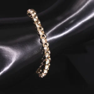 9ct Yellow Gold Gemstone Belcher Bracelet 7.5″ 6mm