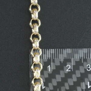 9ct Yellow Gold Gemstone Belcher Bracelet 7.5″ 6mm