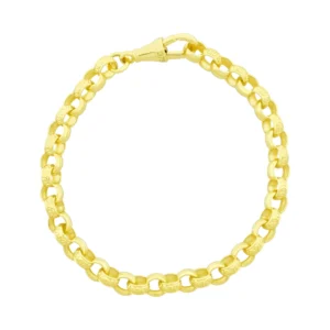 9ct Yellow Gold Patterned Belcher Bracelet 7″ 6mm