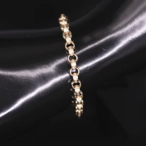 9ct Yellow Gold Patterned Belcher Bracelet 7″ 6mm