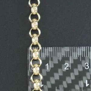 9ct Yellow Gold Patterned Belcher Bracelet 7″ 6mm
